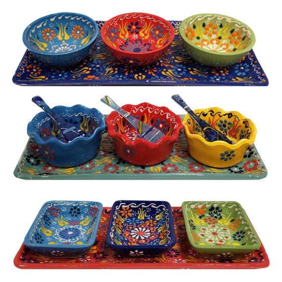 Dantel Design Ceramic Tray with mixed shapes bowl