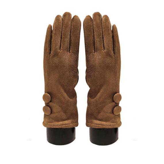 Suede feel Solid color with 2 large buttons texting glove