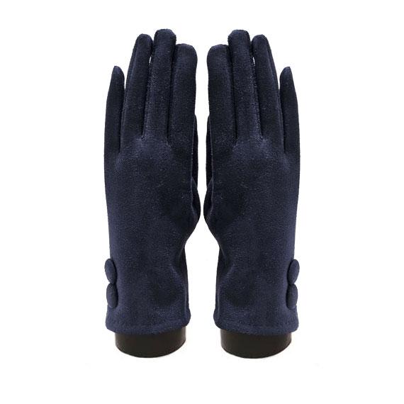Suede feel Solid color with 2 large buttons texting glove