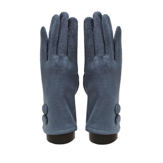Suede feel Solid color with 2 large buttons texting glove