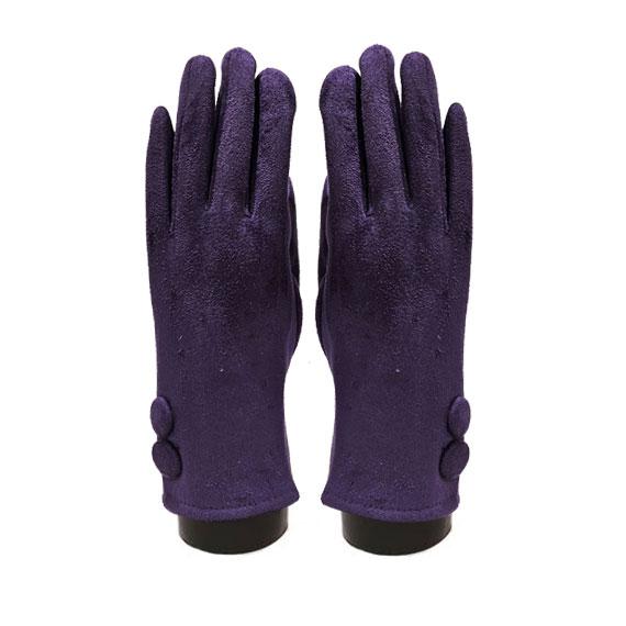 Suede feel Solid color with 2 large buttons texting glove