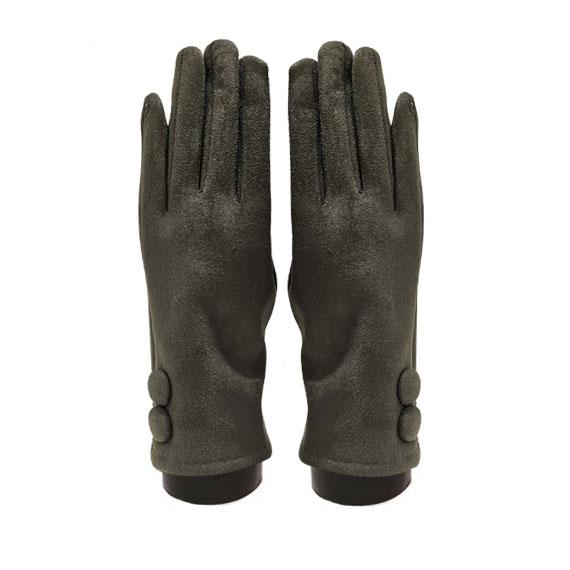 Suede feel Solid color with 2 large buttons texting glove