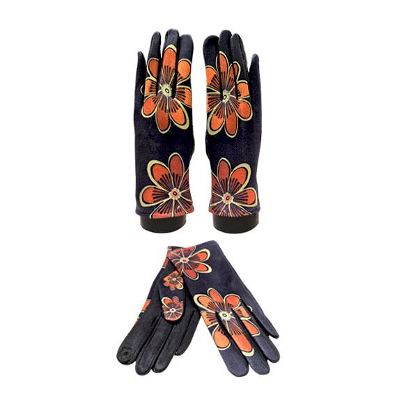 Bold Floral digital print done in a Suede Feel texting glove