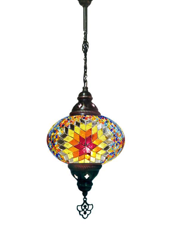 Hanging Mosaic Chandelier Lamp - Multi