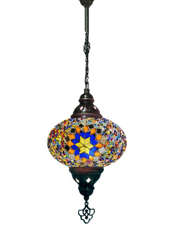 Hanging Mosaic Chandelier Lamp - Multi