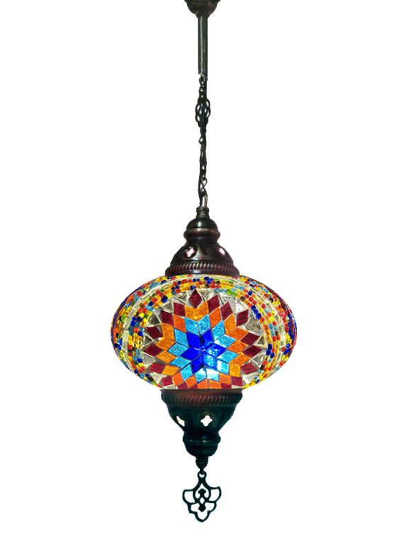 Hanging Mosaic Chandelier Lamp - Multi
