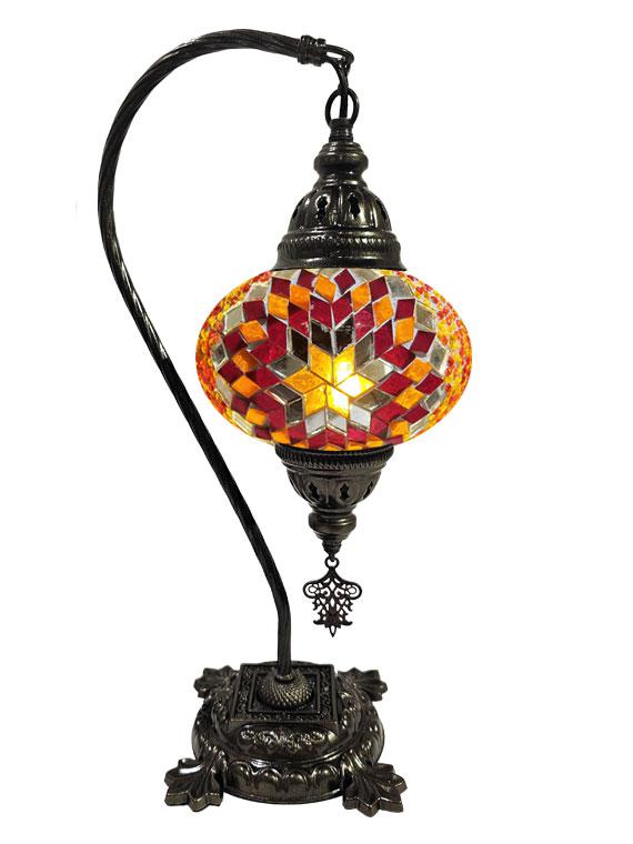 Hanging Mosaic Desk Lamp - Gold, Red and Orange