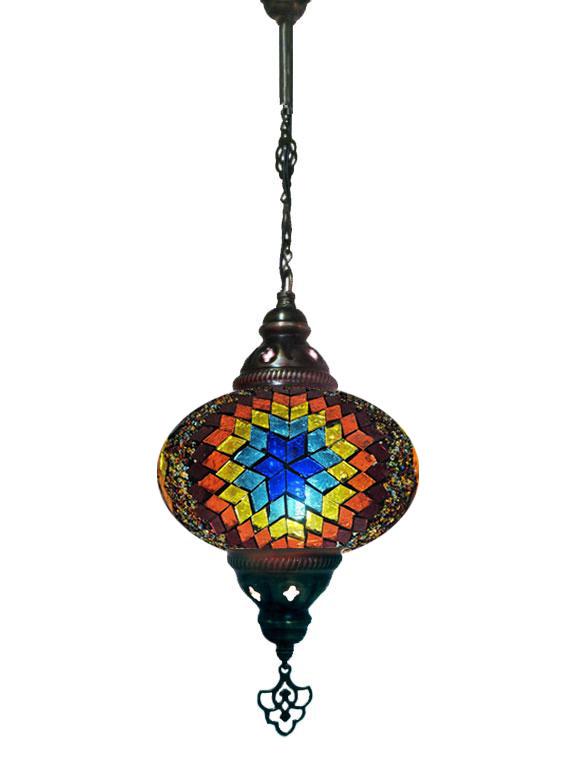 Hanging Mosaic Chandelier Lamp - Multi