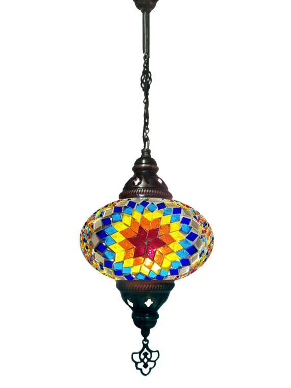 Hanging Mosaic Chandelier Lamp - Multi