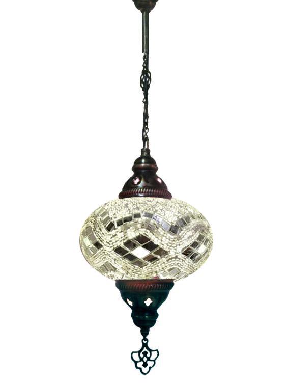 Hanging Mosaic Chandelier Lamp - White