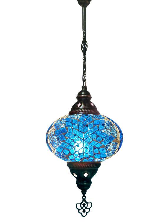 Hanging Mosaic Chandelier Lamp - Turquoise