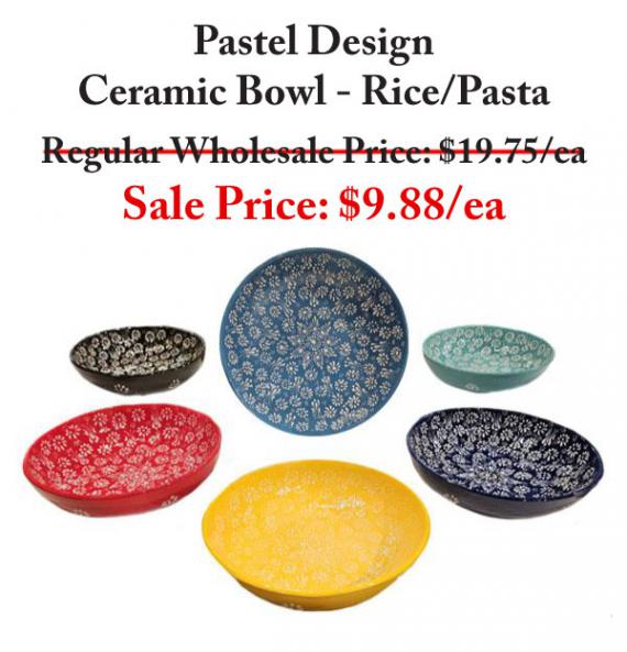 Rice/Pasta Ceramic Bowl Pastel pattern
