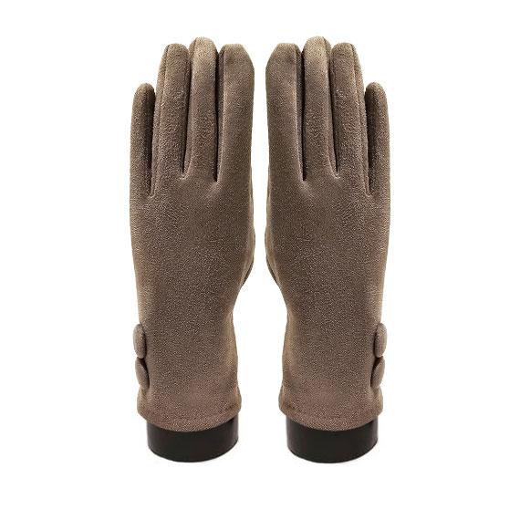 Suede feel Solid color with 2 large buttons texting glove