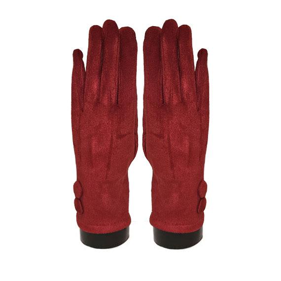 Suede feel Solid color with 2 large buttons texting glove