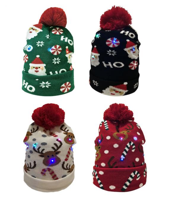 Santa, Reindeer and Candy Cane Light Up Hats