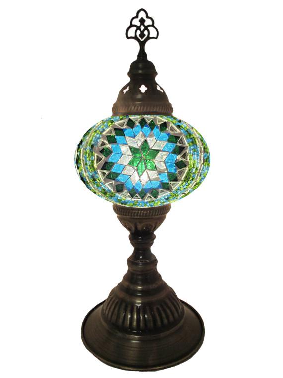 Mosaic Desk Lamp - Green, Turquoise and White