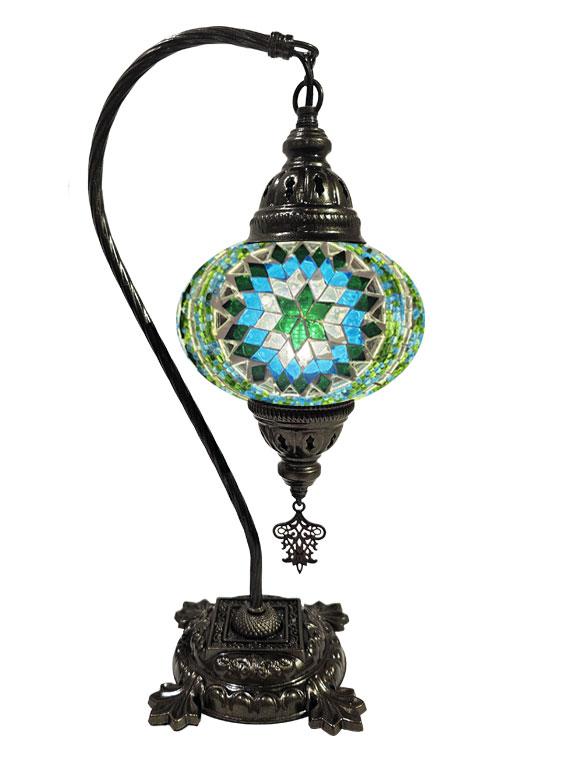 Hanging Mosaic Desk Lamp - Green, Turquoise and White