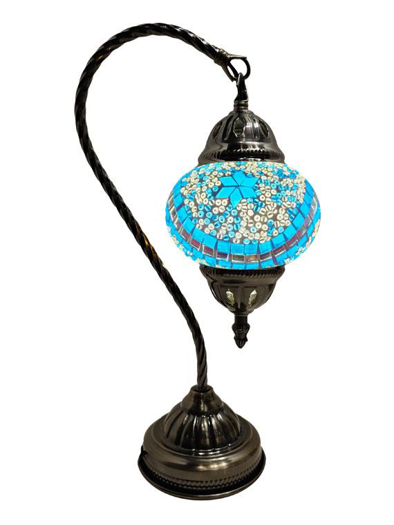 Mosaic Glass Hanging Desk Lamp - Turquoise and White