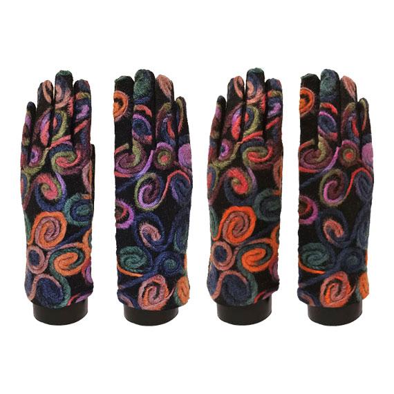 Yarn Large Flower with Circle texting glove with touch screen
