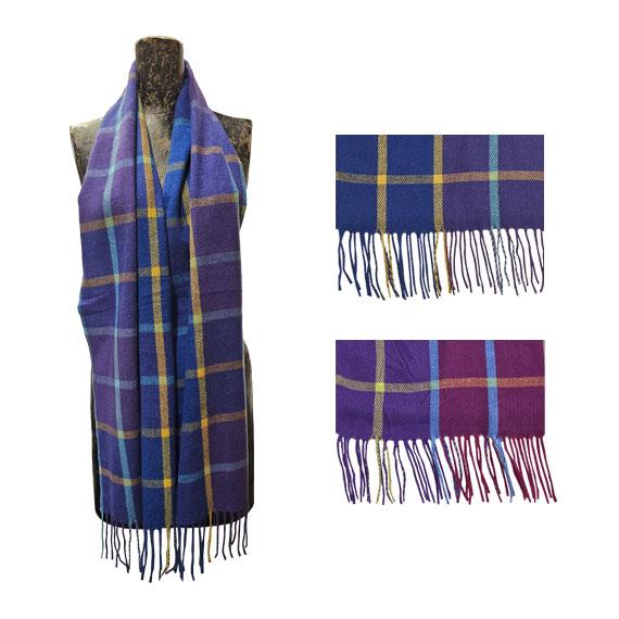 Bright Bold Multi Window Pane Touch Muffler scarf with fringe - Multi