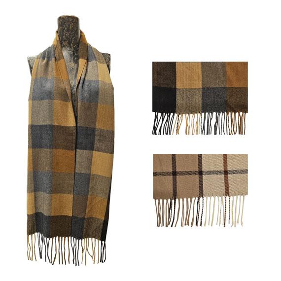 Window pane natural and large block plaid cashmere Touch - Multi