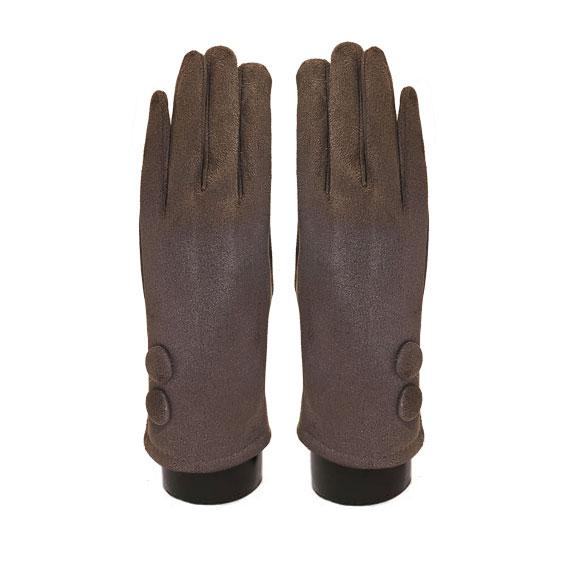 Suede feel Solid color with 2 large buttons texting glove