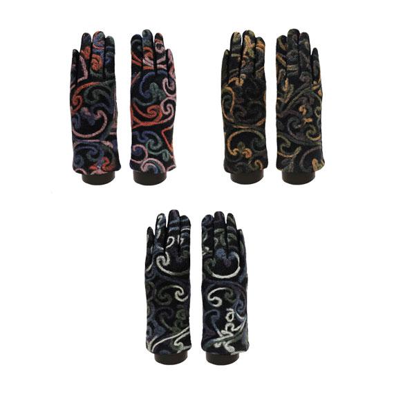 Yarn Abstract Scroll texting glove with touch screen and text