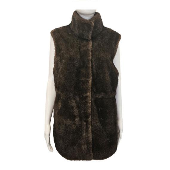 Soft to the touch, faux fur vest with snap closure and - Brown, Sizes:…