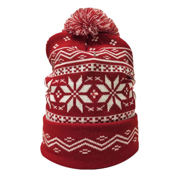 Red Nordic Pattern Light Up Hat
