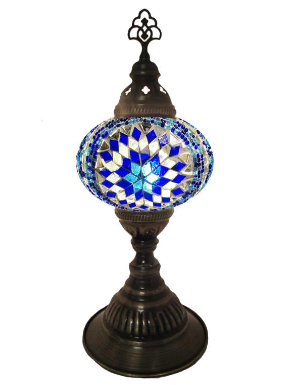 Mosaic Desk Lamp - Blue, White and Turquoise