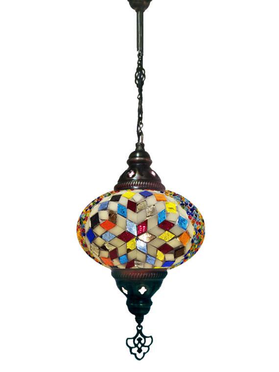 Hanging Mosaic Chandelier Lamp - Multi