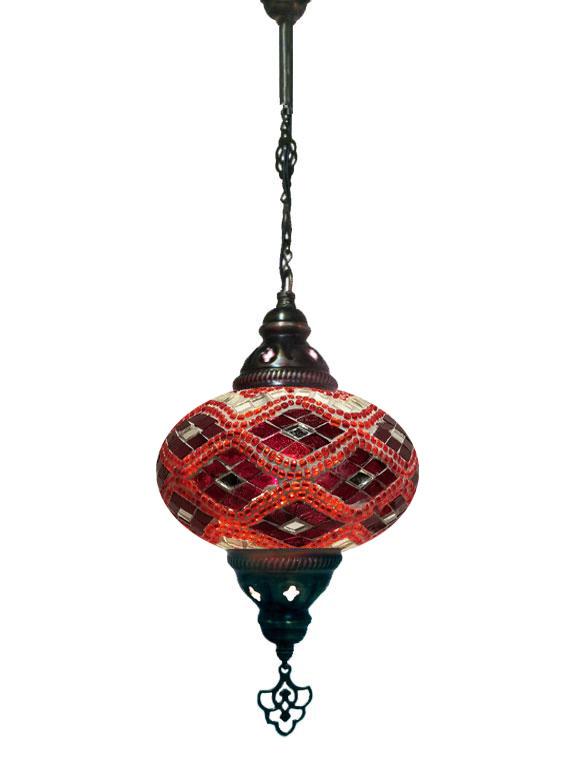 Hanging Mosaic Chandelier Lamp - Red