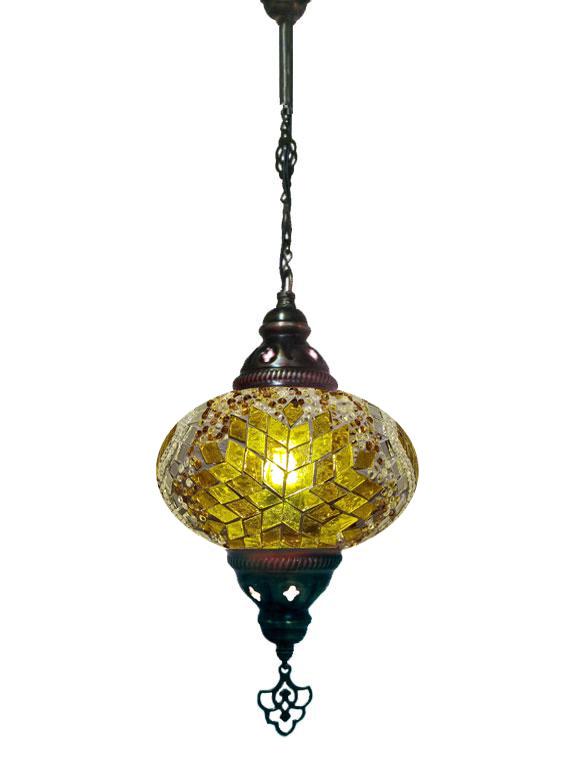 Hanging Mosaic Chandelier Lamp - Yellow