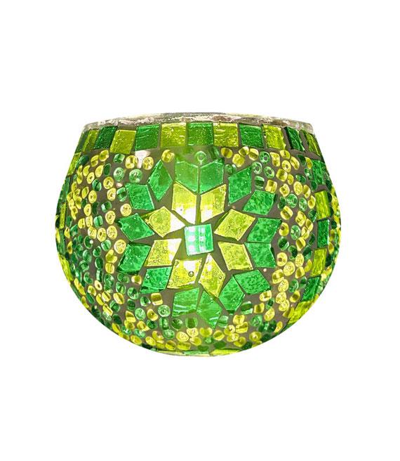 Candle Votive in Mosaic glass design by color - Green