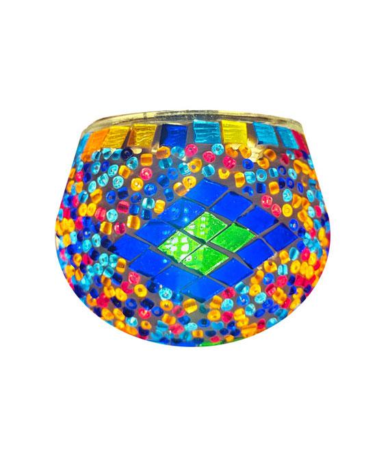 Candle Votive in Mosaic glass design by color - Multi