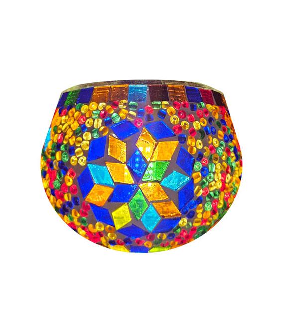 Candle Votive in Mosaic glass design by color - Multi