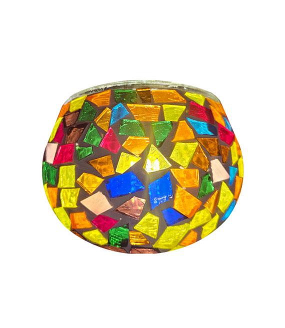 Candle Votive in Mosaic glass design by color - Multi