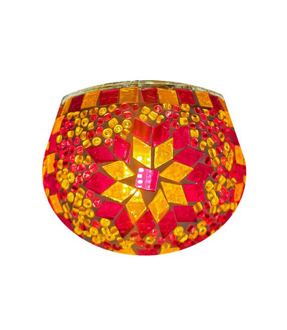 Candle Votive in Mosaic glass design by color - Red