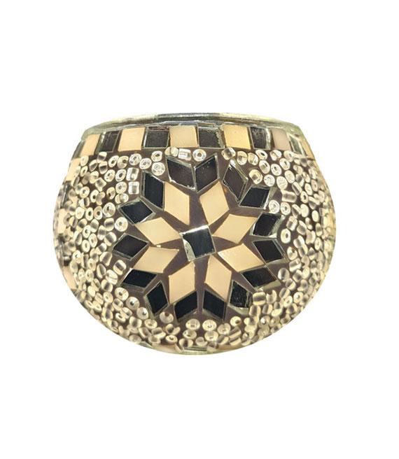 Candle Votive in Mosaic glass design by color - White