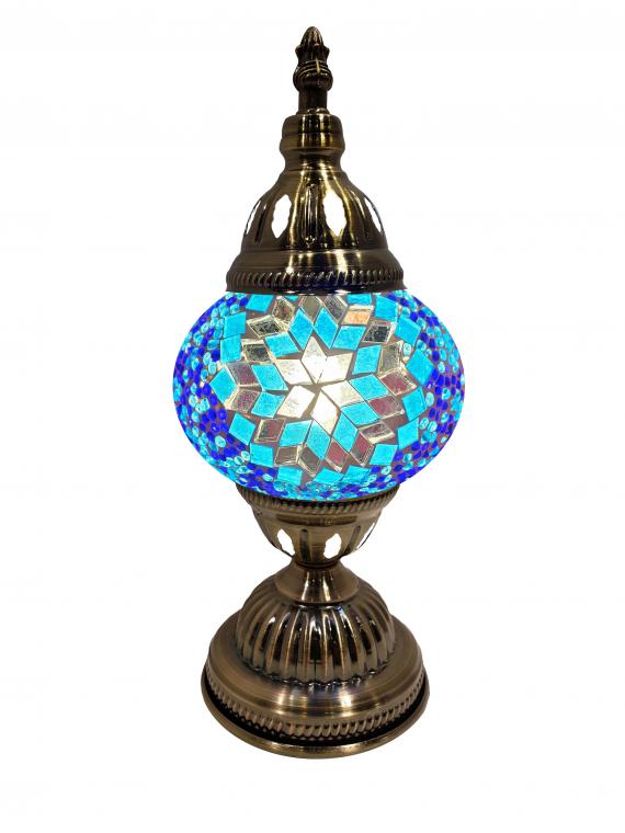 Mosaic Glass Desk Lamp - Turquoise and White
