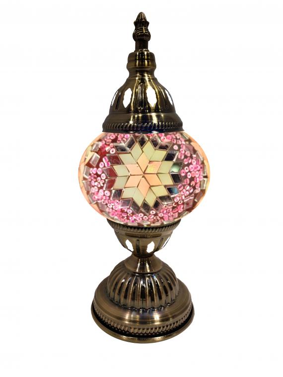 Mosaic Glass Desk Lamp - Pink and White