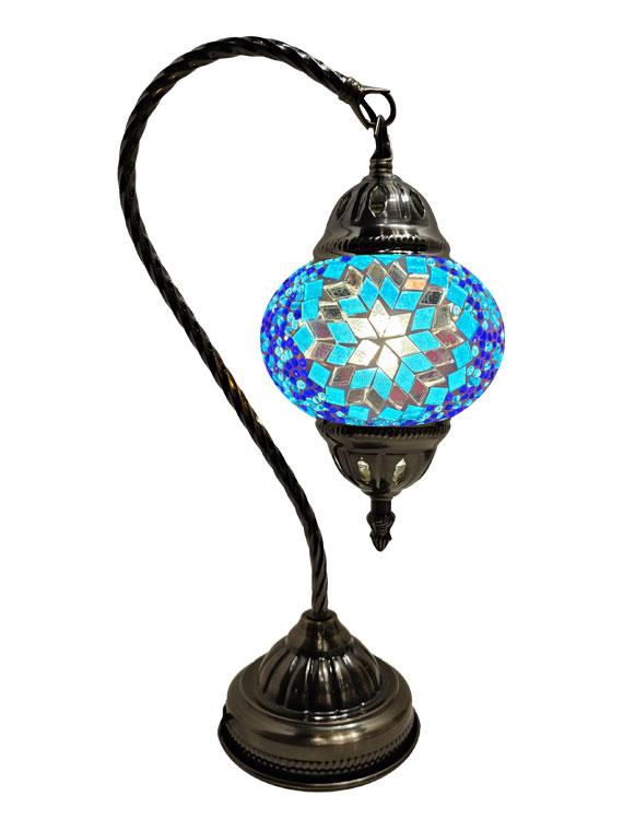 Mosaic Glass Hanging Desk Lamp - Turquoise and White