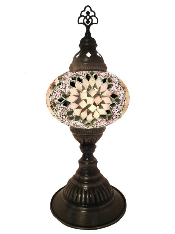 Mosaic Desk Lamp - Pink and White