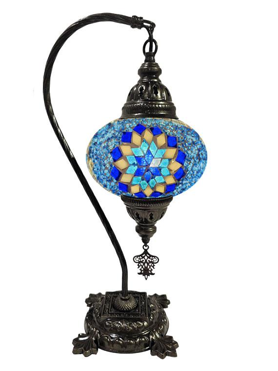 Hanging Mosaic Desk Lamp - Blue and Turquoise