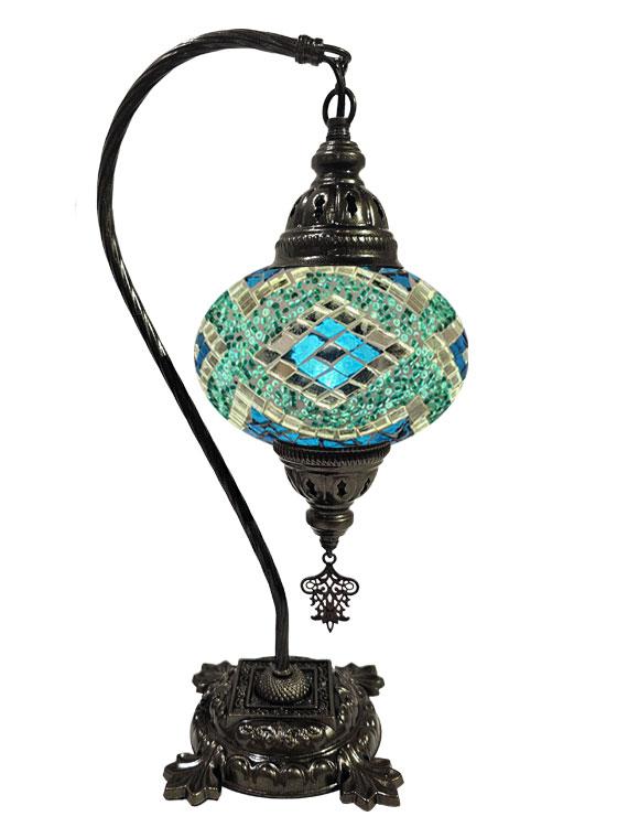 Hanging Mosaic Desk Lamp - Blue and Turquoise