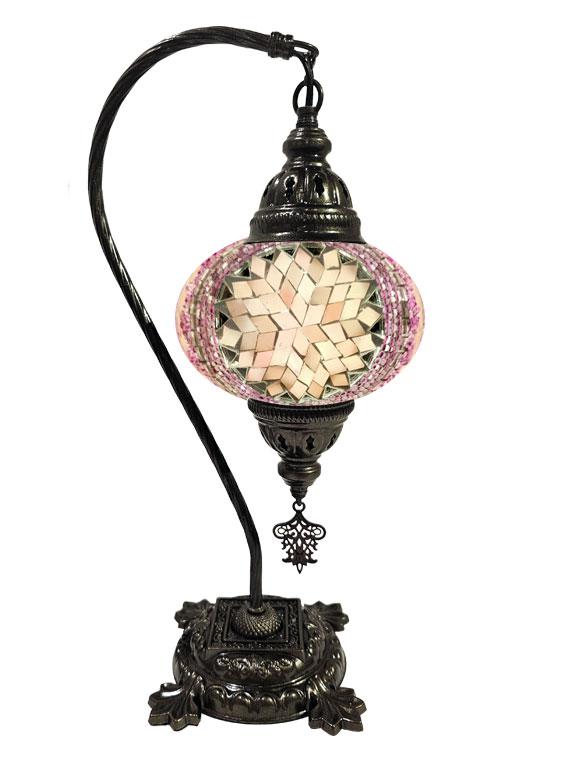 Hanging Mosaic Desk Lamp - Pink and White