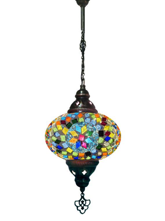 Hanging Mosaic Chandelier Lamp - Multi