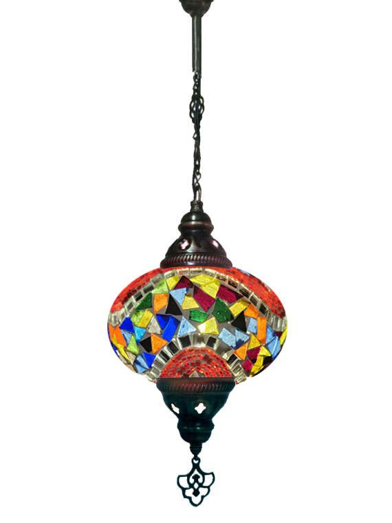 Hanging Mosaic Chandelier Lamp - Multi