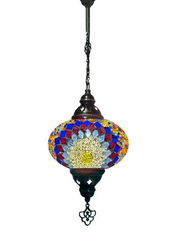 Hanging Mosaic Chandelier Lamp - Multi