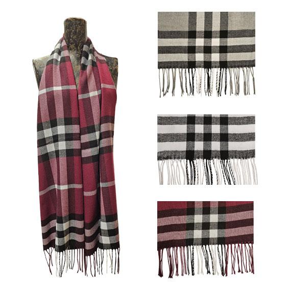 Large BB Inspired Plaid Cashmere Touch Muffler scarf with - Multi